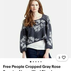 Free People Charcoal Floral Sweater